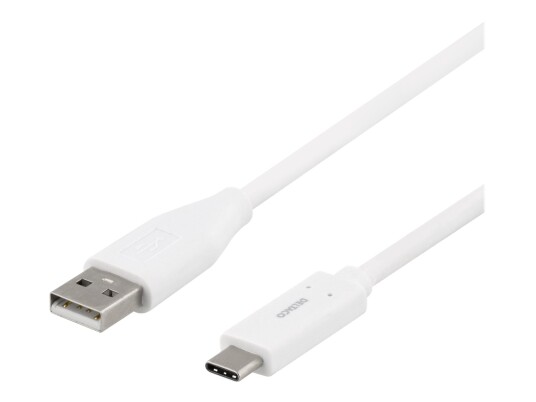 Deltaco USB-C til USB-A-kabel 2m 3A - Hvit
