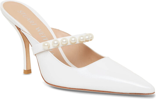 Stuart Weitzman Goldie 100 Mule   White   36