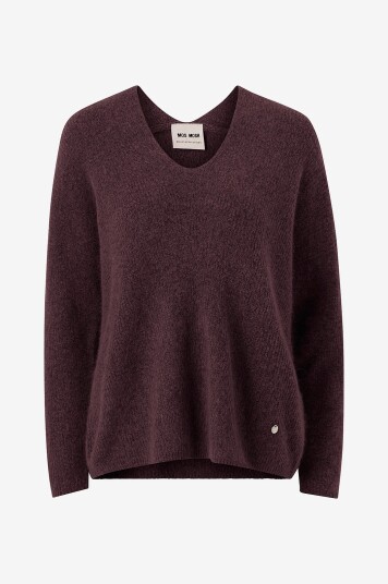 MOS MOSH Genser mThora V neck Knit Rød MOS MOSH Genser mThora V neck Knit Rød