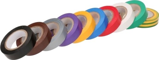 Cimco 127575 10 Stykker Svart Hvit Grå Grønn Blå Brun Rød Grønn/Gul Gult Fiolett Pvc 10 M 15 Mm 270 G