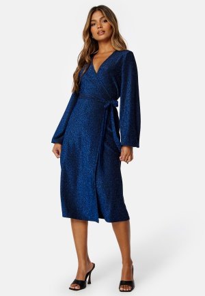 Happy Holly Sparkling Midi Wrap Dress Blue 52/54