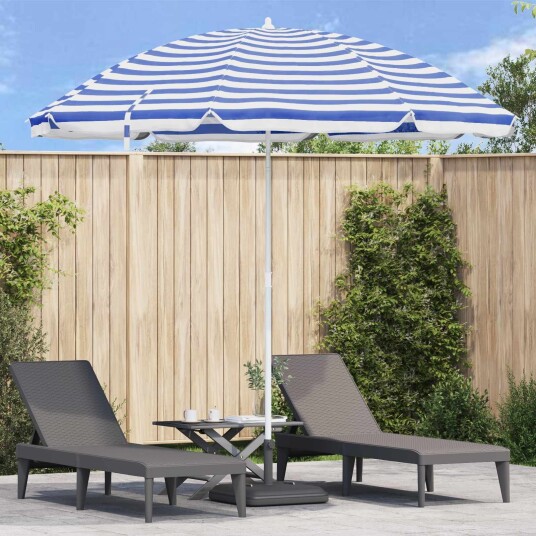 Strandparasol med aluminiumsstang Blå og Hvit 300 cm
