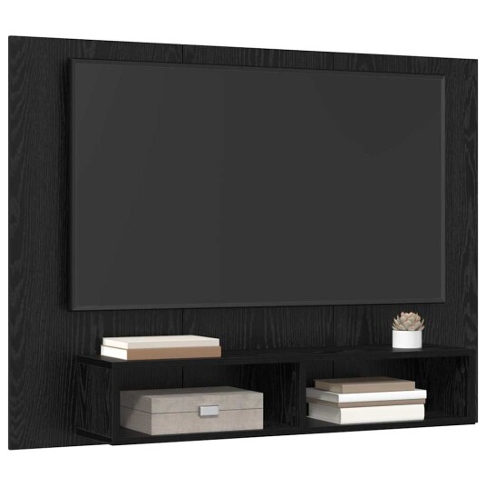 Vegghylle for TV Svart eik 120 x 23.5 x 90 cm Konstruert tre Vegghylle for TV Svart eik 120 x 23.5 x 90 cm Konstruert tre