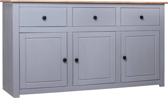 vidaXL Skjenk grå 135x40x80 cm heltre furu Panama Range