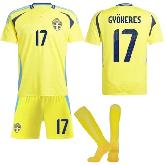 2024 2025 Sverige Landslag Barn Hjemmedrakt Nr.17 Gyokeres Gul Fotballsett Størrelse 20 Nr.17 Gyokeres 20 Nr.17 Gyökeres