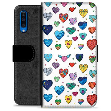 Samsung Galaxy A50 Premium Lommebok-deksel Hjerter