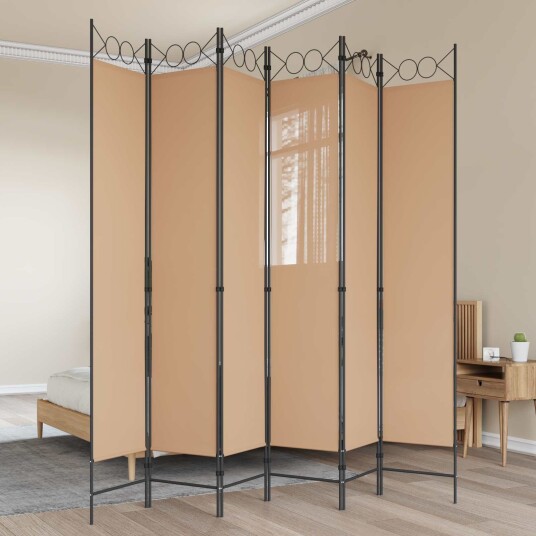 vidaXL 6-Panels Romdeler Beige 240 x 220 cm Stoff