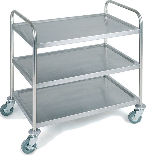 APS Serverings-/transportvogn 3 hyller; 91x51x93 cm (BxDxH); Sølvfarge
