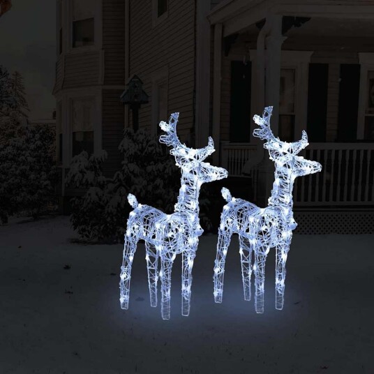 vidaXL Julereinsdyr 2 stk kaldhvit 80 LED akryl