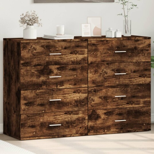 Skjenker 2 stk røkt eik 60x39x80 cm konstruert tre