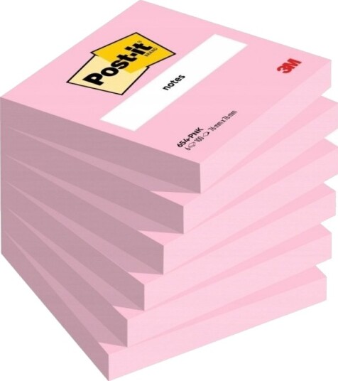Post It 3M Selvklebende Kort Post It® 76X76 Mm 6X100 Ark Rosa