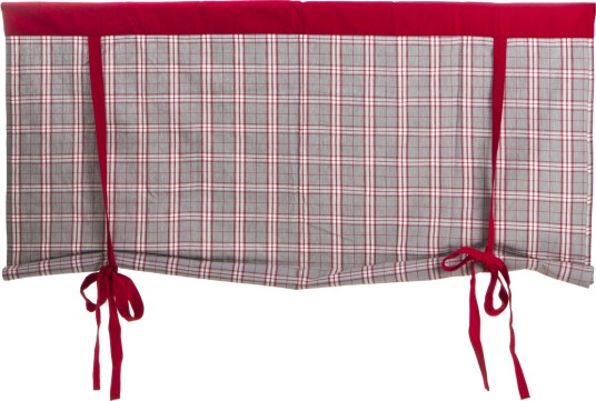 Gardin "roll up" Ruth rød/grå rutete 140x120 cm
