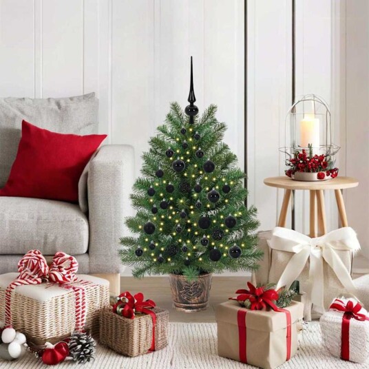  Kunstig juletre med 150 LED med stativ grønn 95 cm PE og PVC