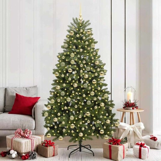  Kunstig juletre med LED  stripelys grønn 210 cm PVC og metall