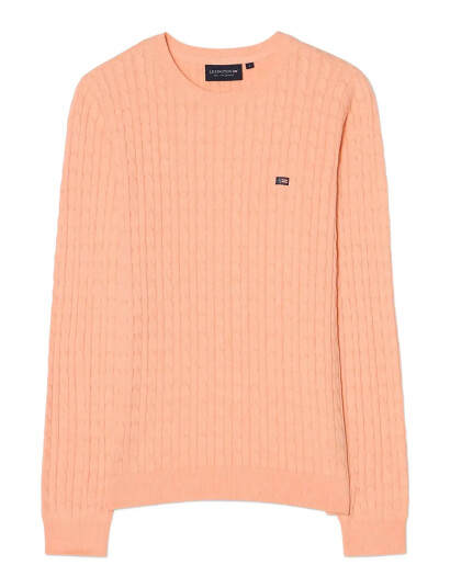 Lexington Clothing Organic Cotton Cable Knitted Sweater Coral S