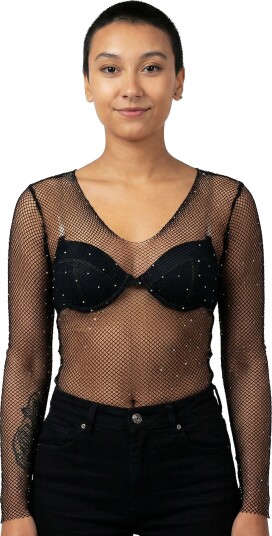 Fiestas Guirca Fishnet Body Langermet med Strass One size 27418