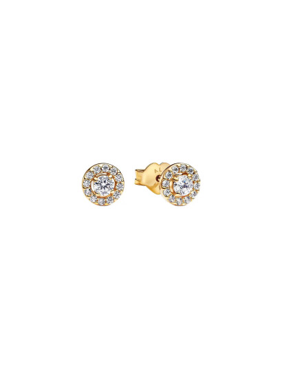 PANDORA 14K Gold Plated Stud Earrings With Clear Cubic Zirconia Guld One Size