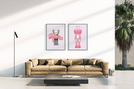 Plakat Rosa Karakterkunst / Sett av 2