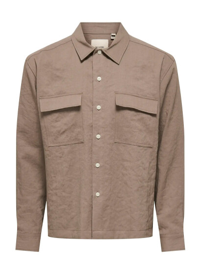 ONLY & SONS Onstrake Loose 0329 Ls Shirt - Beige - S