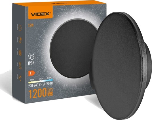 Videx DOME vegglampe 12W CCT IP65 sort Kulør : Nøytral Videx DOME vegglampe 12W CCT IP65 sort Kulør : Nøytral