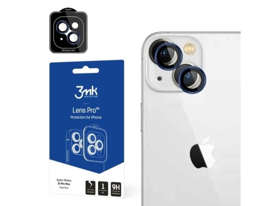 3Mk Kameralinsebeskyttelse Med Lens Protection Pro Monteringsramme Iphone 15 Pro Max 6,7" Blå/Kongeblå