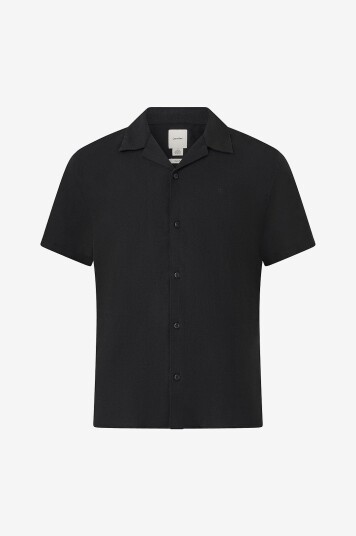 Calvin Klein Linskjorte SS Camp Collar Solid Linen ClasSvart
