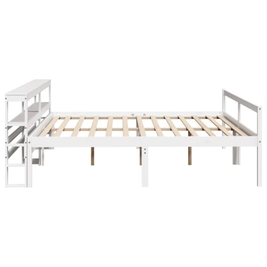 Seniorseng med hodegavl hvit 200x200 cm heltre furu
