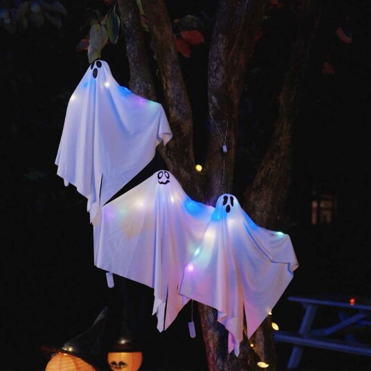 Halloween Hengegeist med 3 LED 3 pcs Hvit 52 x 62 cm Halloween Hengegeist med 3 LED 3 pcs Hvit 52 x 62 cm