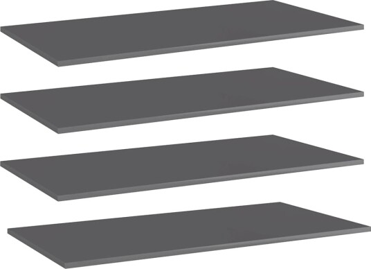 vidaXL Hylleplater 4 stk høyglans grå 80x20x1,5 cm sponplate