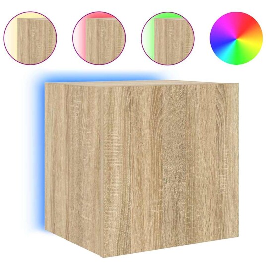  Vegghengt TV-benk med LED sonoma eik 40,5x35x40 cm 837250