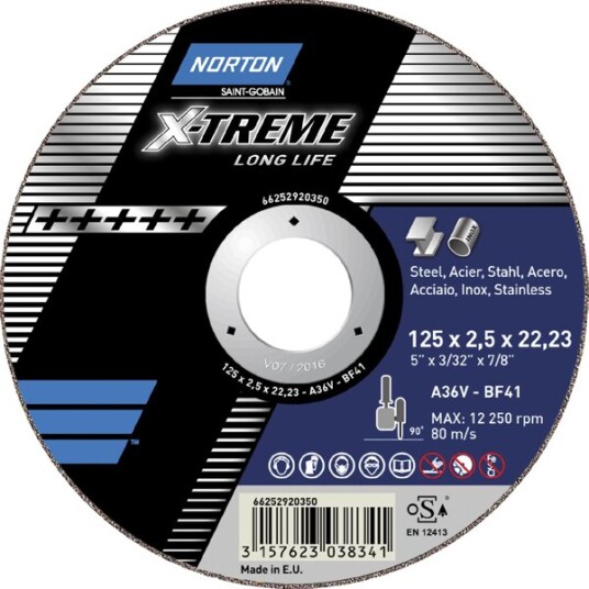 Norton kappeskive 125x32x22 Xtreme 125 x 1,6x 22 Norton kappeskive 125x32x22 Xtreme 125 x 1,6x 22