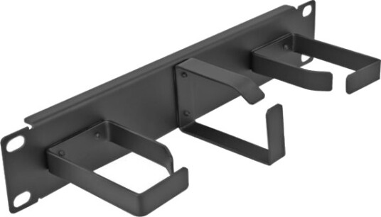 Delock Panel For Kabelhåndtering Med 3 Metallkroker 2 X Horisontal 1 X Vertikal Skapmonterbar Svart 1U 10" 66847