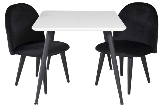 Venture Design Polar & Velvet spisegruppe Hvit/svart 2 st stoler & bord 80 x 60 cm