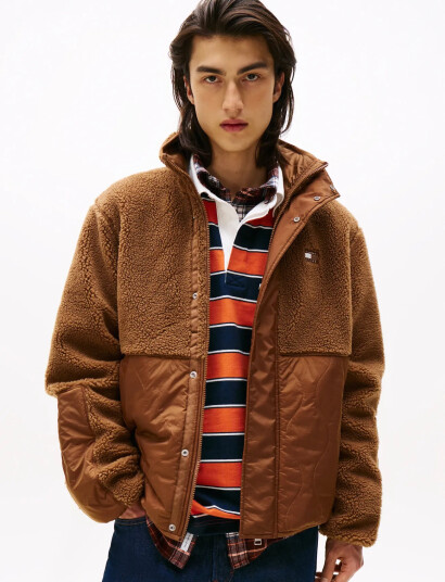 Tommy Jeans Tjm Essentl Mix Teddy Jacket Ext - Brown - XXL