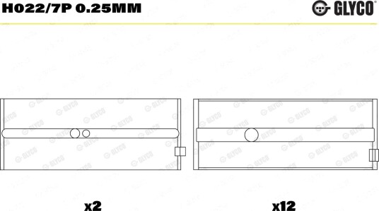Veivaksellager GLYCO H022/7P 0.25mm