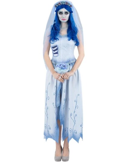 Corpse Bride Blåttt Brudekostyme