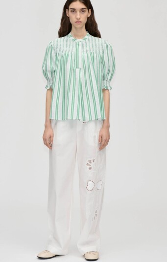STINE GOYA 2367 Smocked Cotton Smocked Gather Green S STINE GOYA 2367 Smocked Cotton Smocked Gather Green S