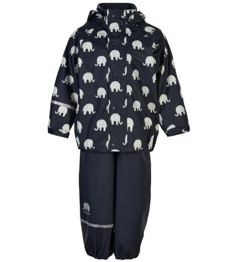 CeLaVi Regntøy m. Seler PU Dark Navy m. Elefanter CeLaVi 100 Regntøy Blå