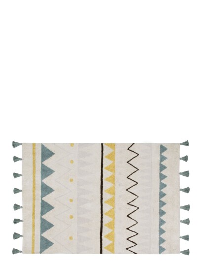 Lorena Canals Azteca Natural Azul Vintage Natural Vintage Blue Multi Patterned 140x200cm