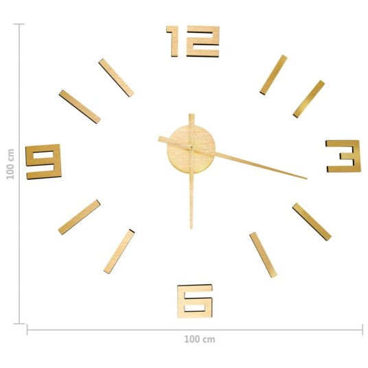 vidaXL Veggklokke 3D moderne design gull 100 cm XXL