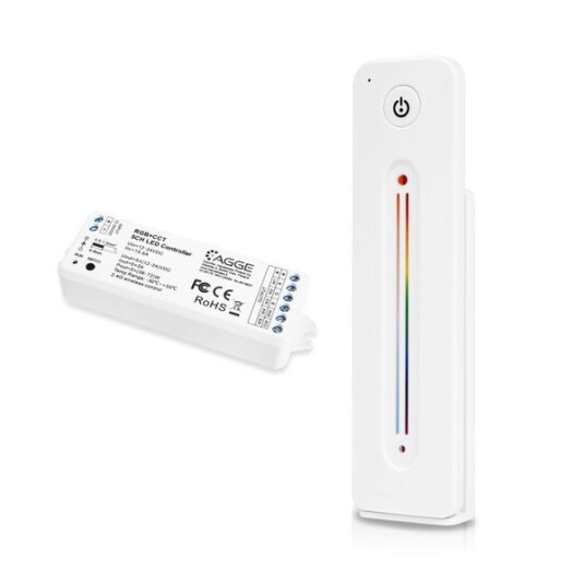 Fjernkontroll for LED stripe AGGE RGB+CCT Touch Slide RF 2,4 GHz Fjernkontroll + driver Hvit