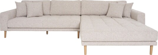 Lido sofa høyrevendt med fire puter beige.