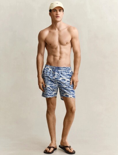 GANT Waves Print Swim Shorts Blue XXL