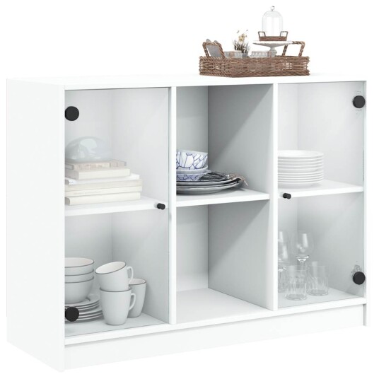 Skjenk hvit 101,5x37x75,5 cm konstruert tre