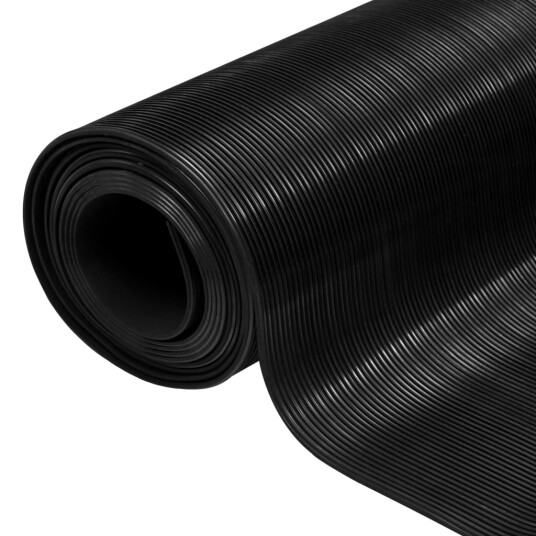 Gulvmatte antiskli gummi 1,5x4 m 3 mm smale linjer