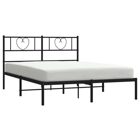 Sengeramme i metall med hodegavl svart 160x200 cm 355466 Sengeramme i metall med hodegavl svart 160x200 cm 355466