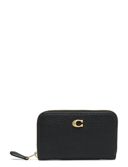 Coach Essential Small Zip Around Card Case   Black   ONE SIZE