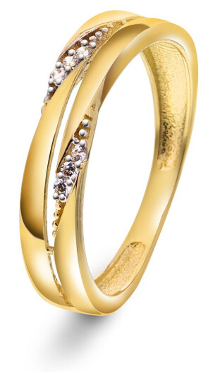 Pan Jewelry, Ring i 585 gult gull med zirkonia, størrelse 52