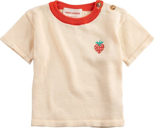 Bobo Choses T skjorte Strikk Piksel Strawberry Offwhite Bobo Choses 18 md T skjorte Hvit