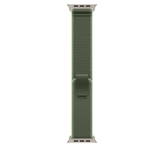 Apple 49/46 mm Green/Neon Trail Loop – M/L   Natural Titanium Finish